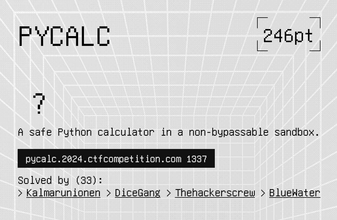 Pycalc challenge on CTF platform